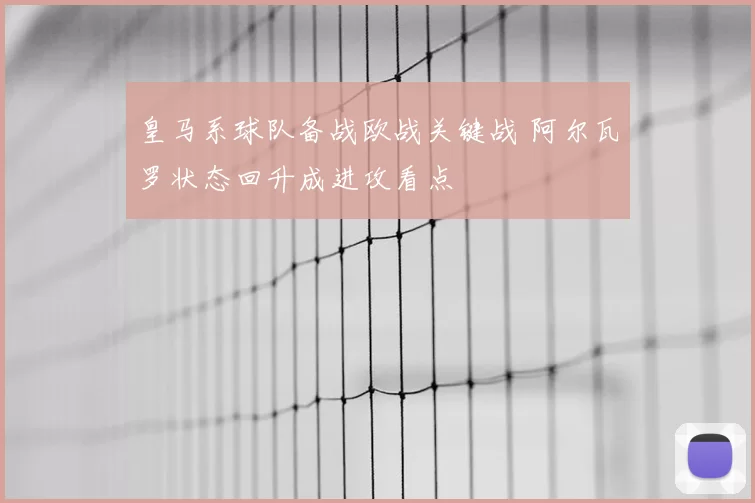 皇马系球队备战欧战关键战 阿尔瓦罗状态回升成进攻看点